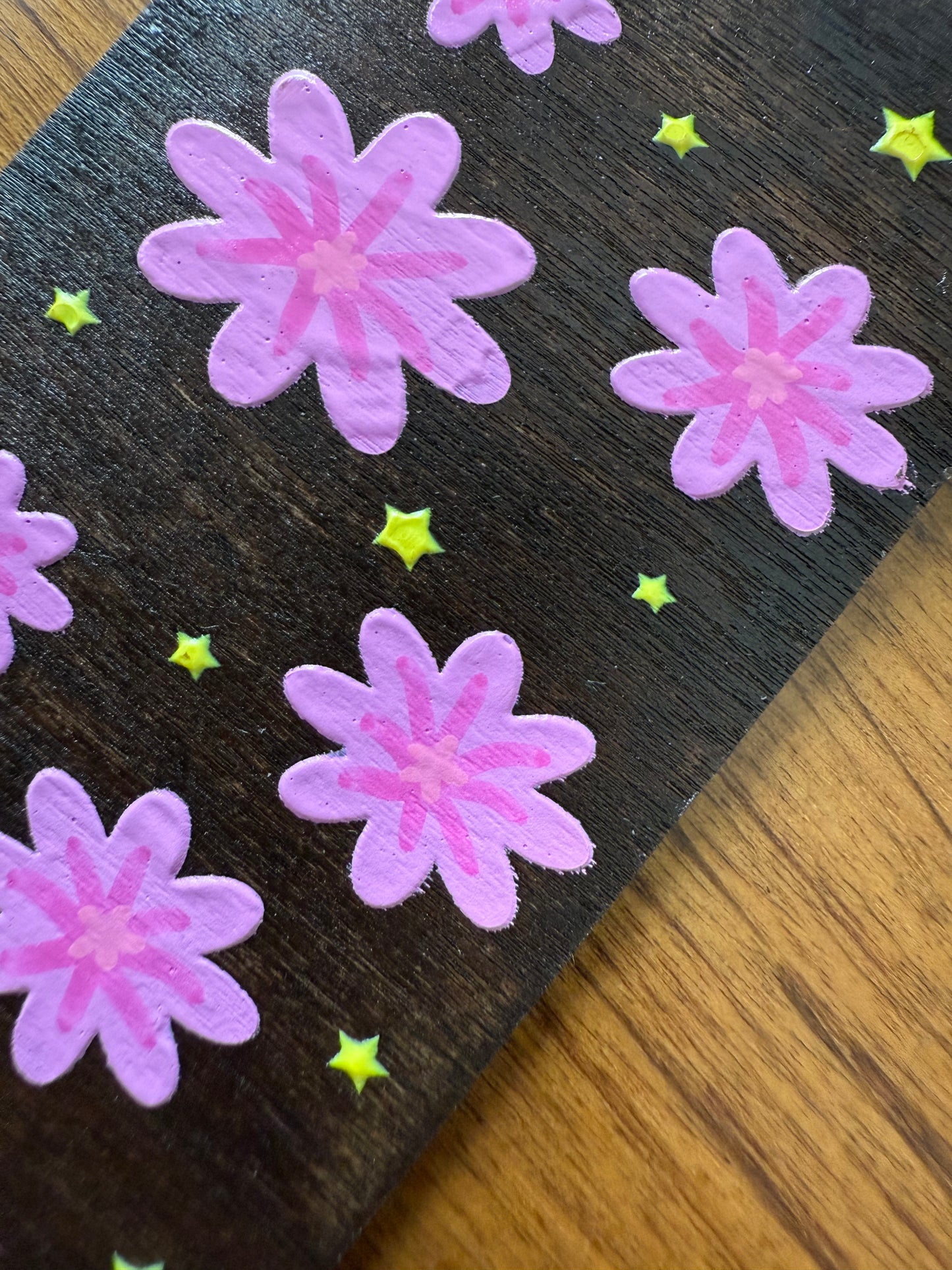 Pink Flowers and Stars Bookmark