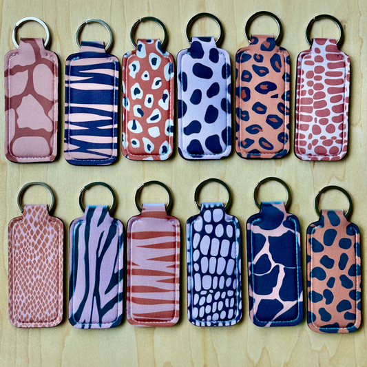 Animal Print Patterns Lipstick Keychain Holder