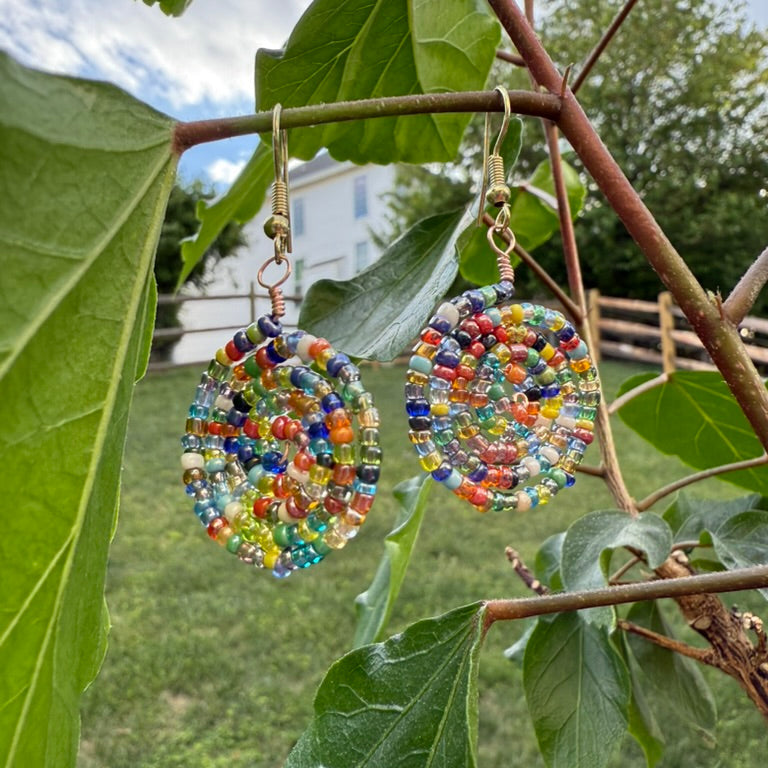 Spiral Multicolored Glass beaded Earrings