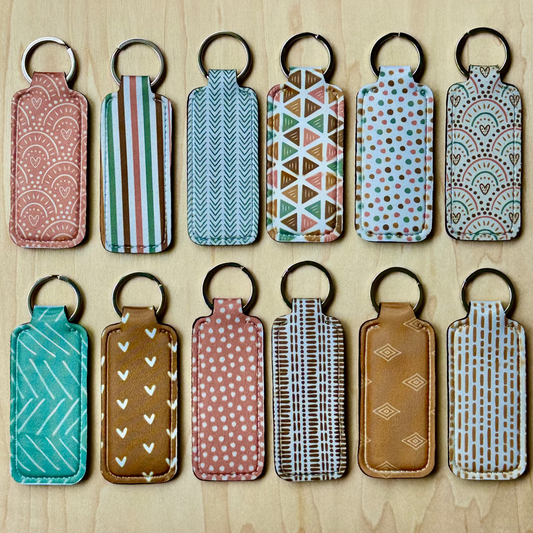 Geometry Boho Rainbow Patterns Lipstick Keychain Holder
