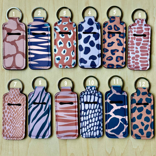 Animal Print Patterns Lipstick Keychain Holder