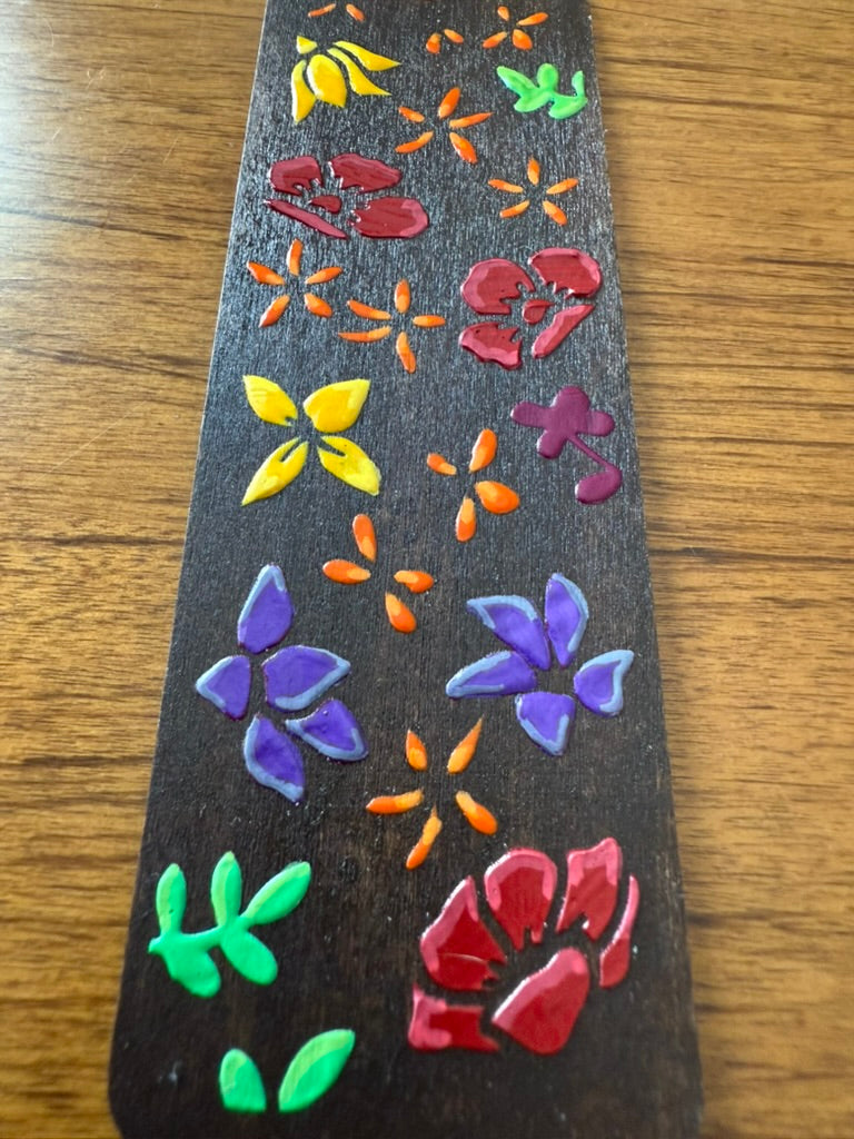 Colorful floral designs on a black background