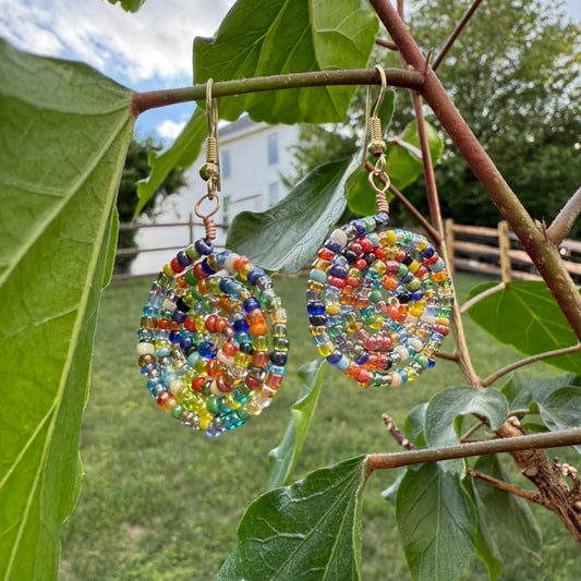 Spiral Multicolored Glass beaded Earrings