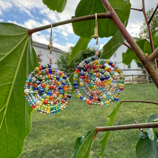 Spiral Multicolored Glass beaded Earrings