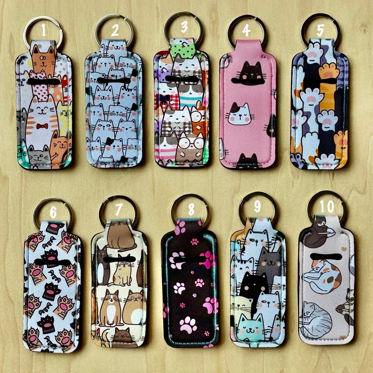 Cat Pattern Lipstick Keychain Holder
